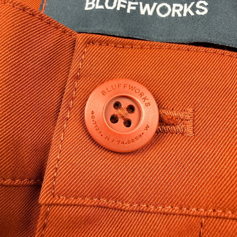 Bluffworks Ascender Regular Fit Chino‎ Travel Pants Burnt Orange 32x30 Mens - Picture 3 of 7
